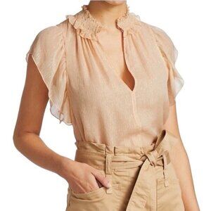 A.L.C. Hayley Silk Top Champagne Gold Metallic Size 4